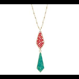 Panacea orange crystal and turquoise drop necklace